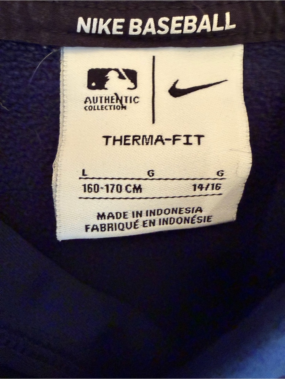 EUC Atlanta Braves kids Navy Pullover Hoodie L 14/16 - Picture 2 of 2